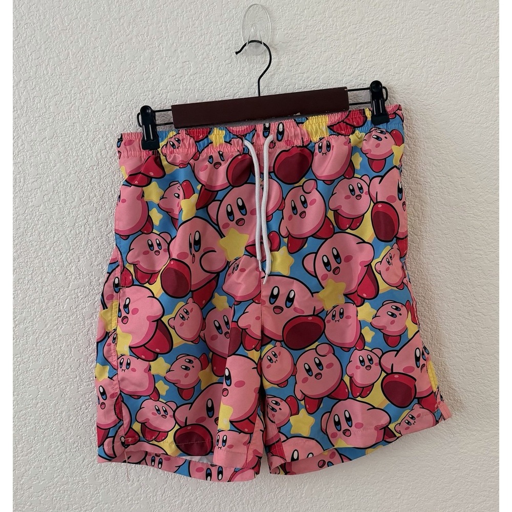 Nintendo Kirby Swim Trunks Men's Medium Pink Blue All Over Print